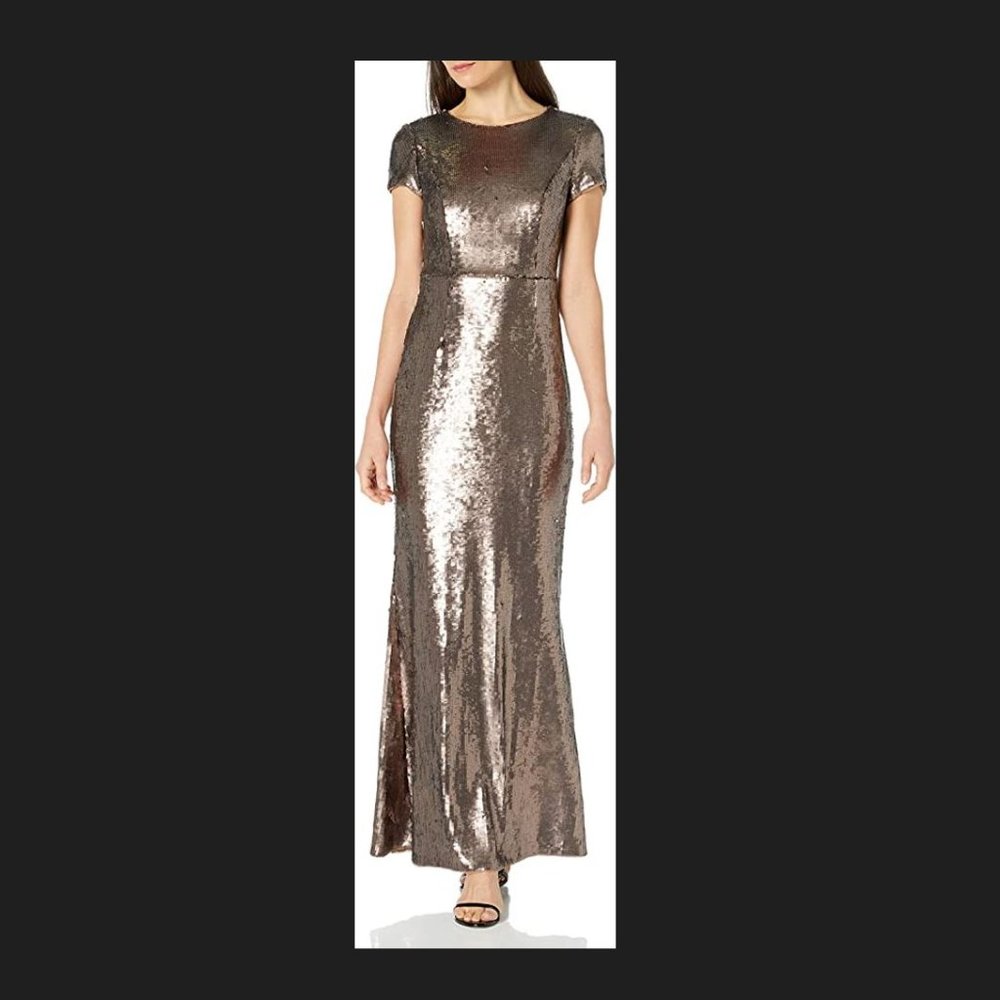 NWOT Adrianna Papell Bronze Sequin Gown